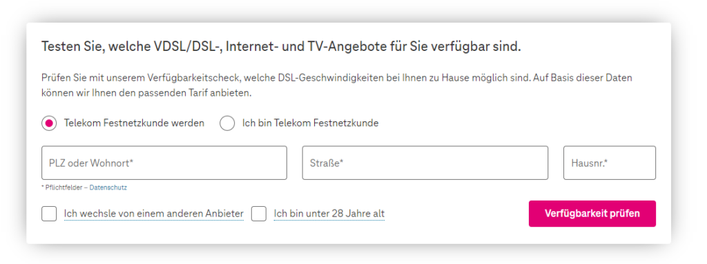 Telekom Verfügbarkeit