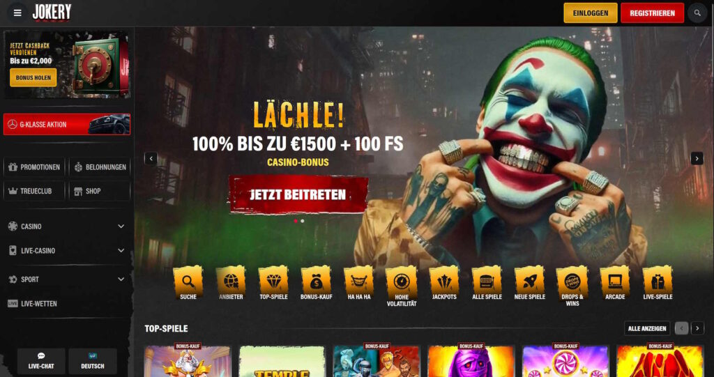 Jokery Casino Homepage
