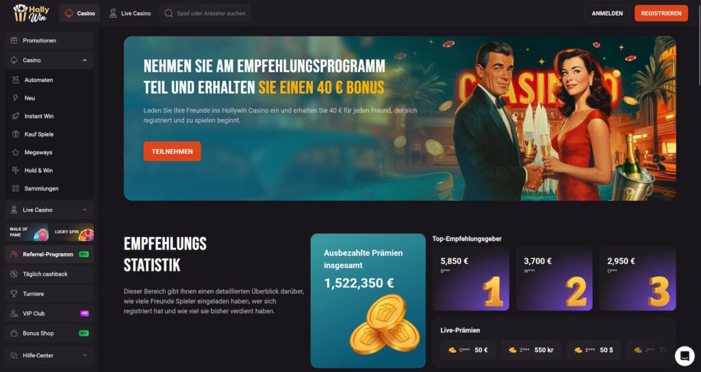 Hollywin Empfehlungsprogramm